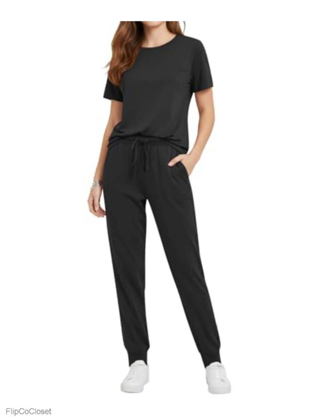 2 Piece Lounge Set Women Short Sleeve Jogger Pants Matching